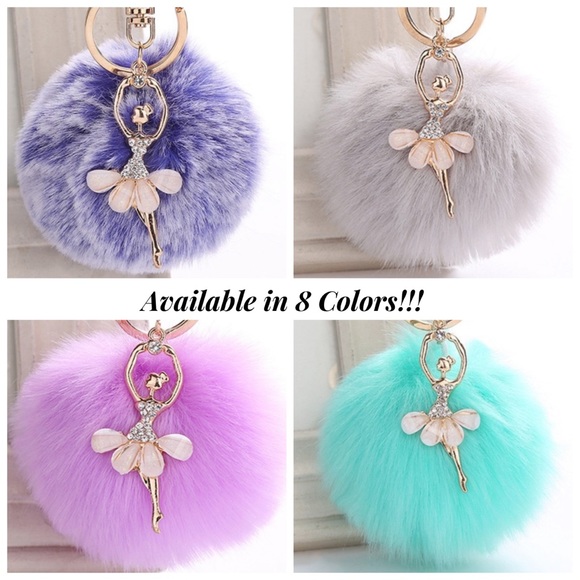 Blue Fluffy Pom Ballet Dancer Keychain - Picture 4 of 5